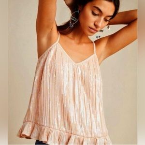 EEUC/NWOT Anthropologie shimmery sequined camisole in blush-peach size 8